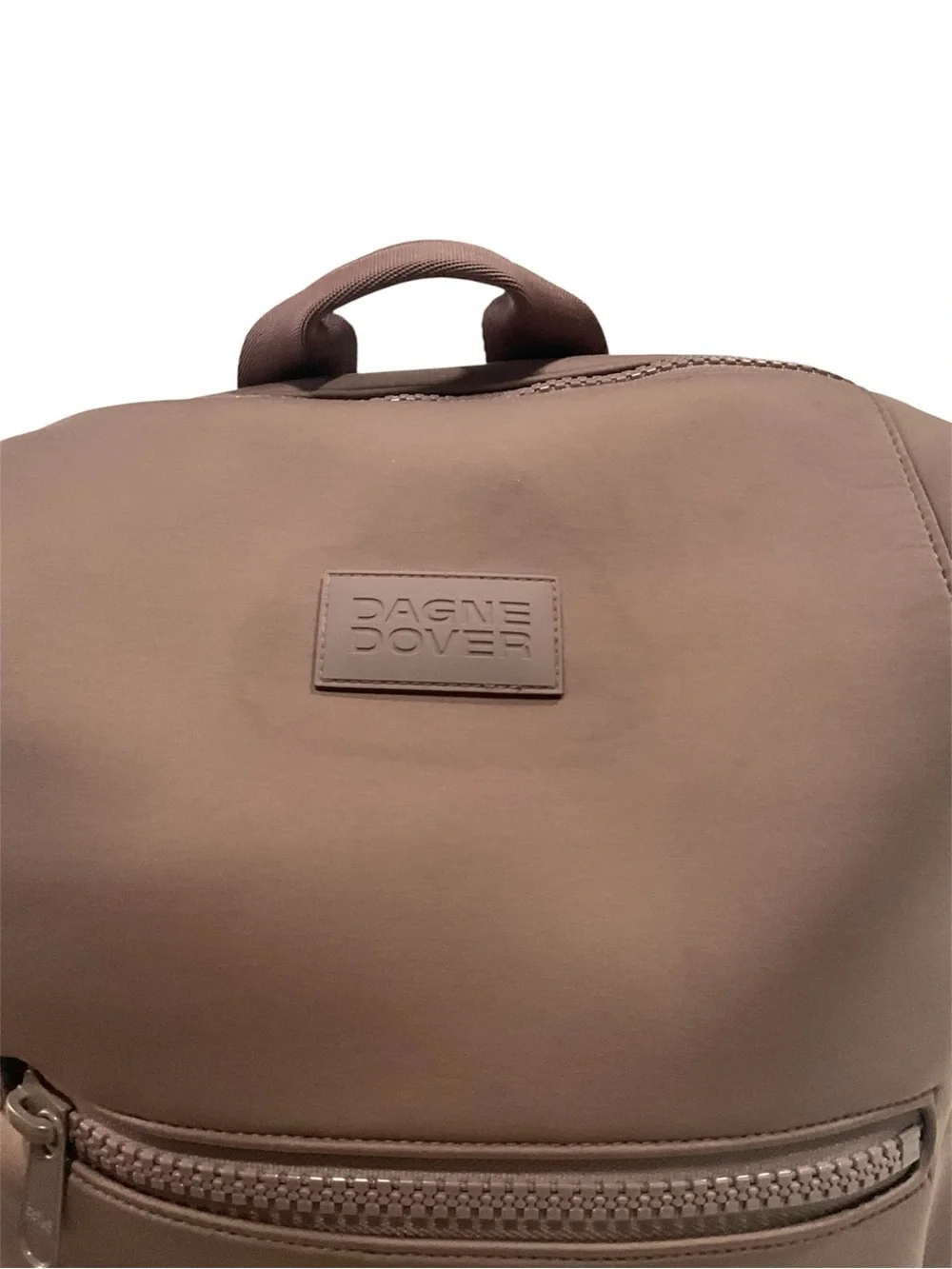Dagne Dover Taupe Neoprene Diaper Backpack with Dual Front Zips large